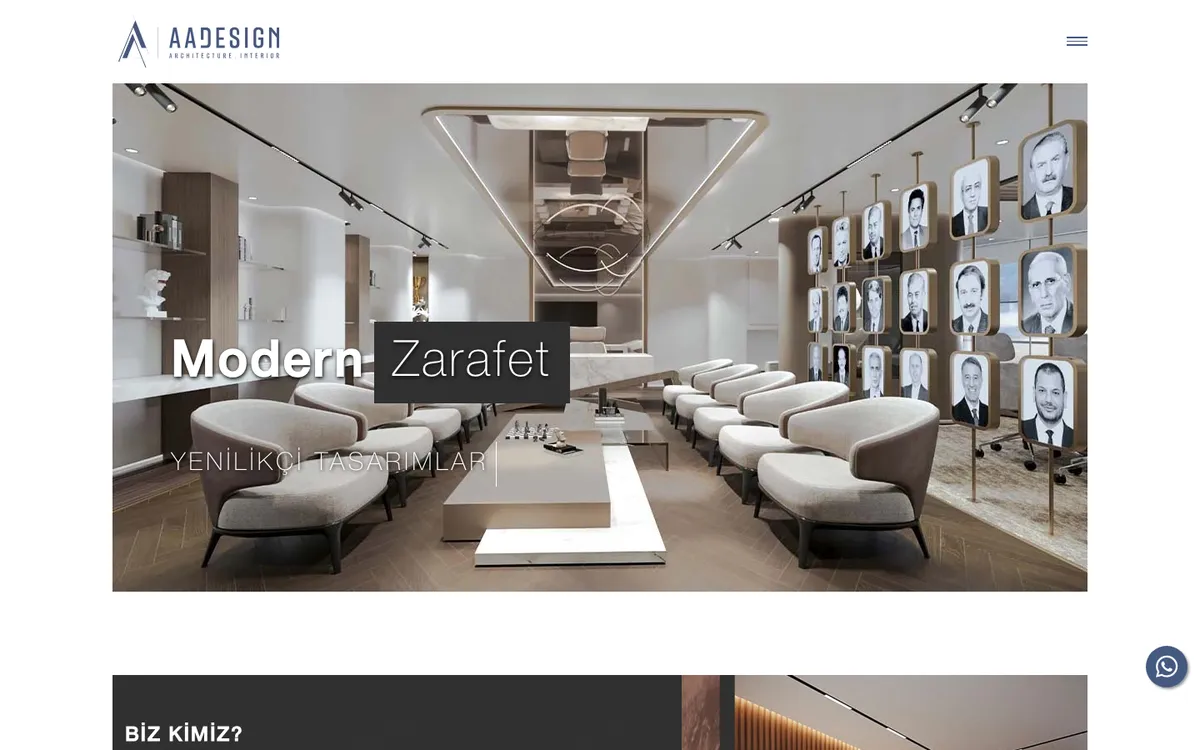 AA Design web sitesi ana sayfası