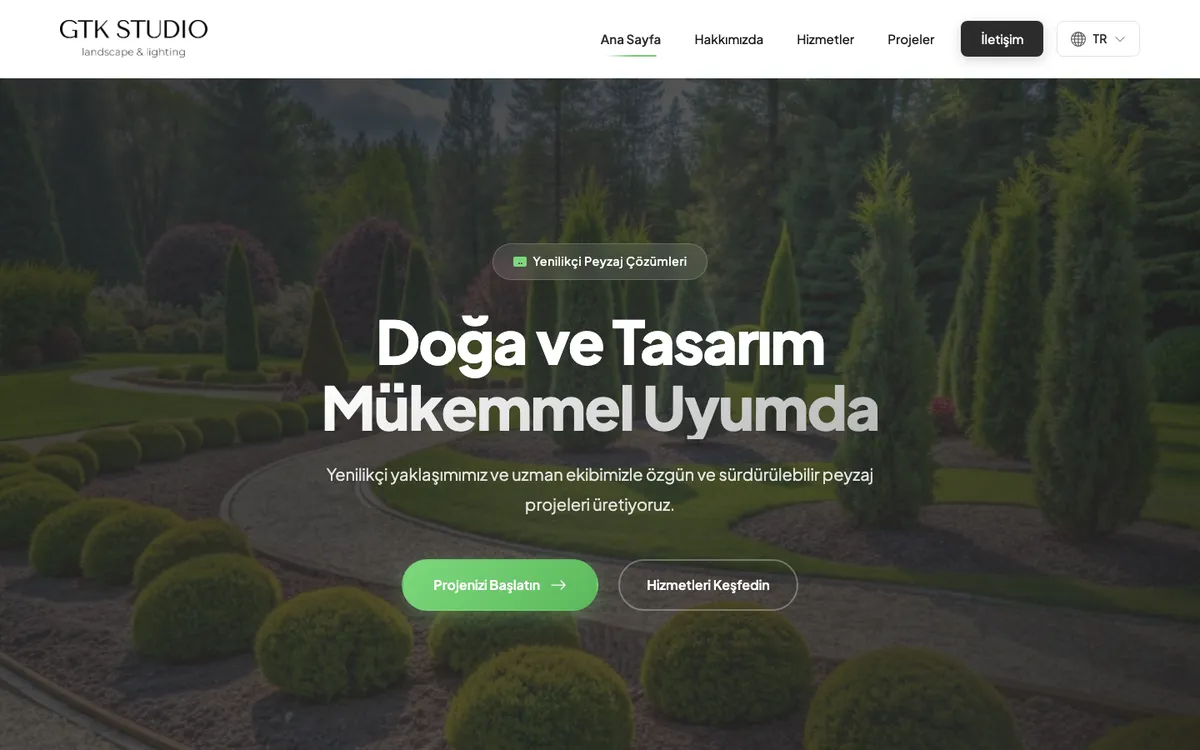 GTK Studio web sitesi ana sayfası
